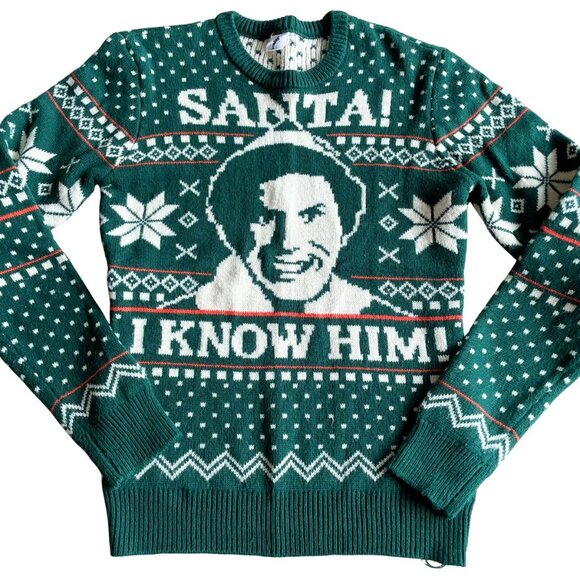 Elf Santa I Know Him Christmas Sweater - Size Small - Picture 1 of 7